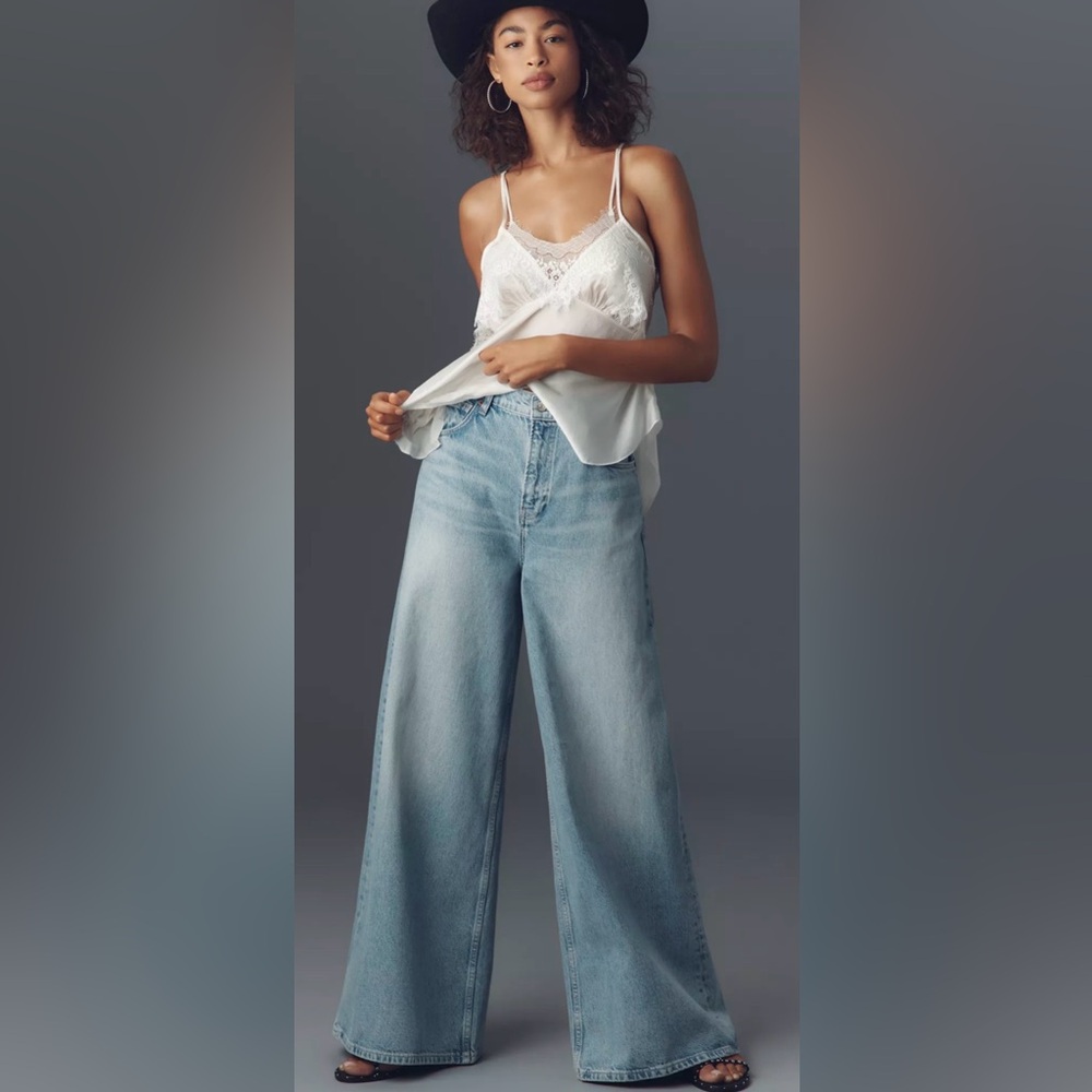 REFORMATION ADDYSON HIGH RISE WIDE LEG JEANS BURNETT